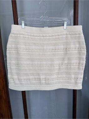 Gap Women's XL Mini Skirt Ivory White Crochet Pointelle Cotton Knit NEW‎